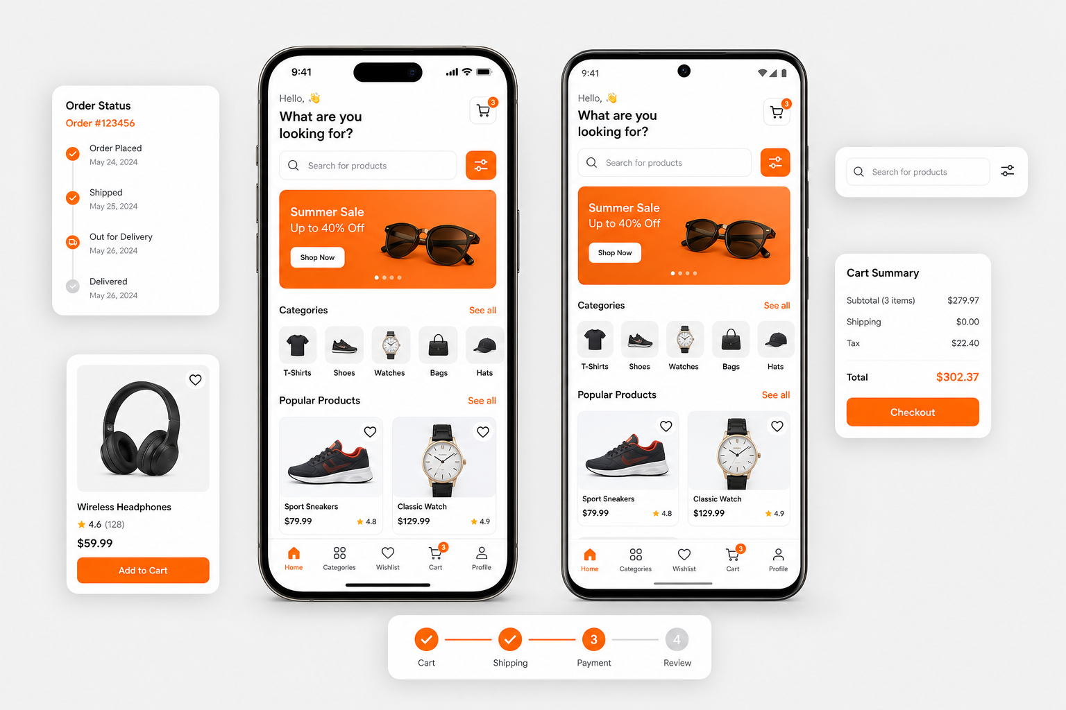 iOS and Android commerce apps side by side