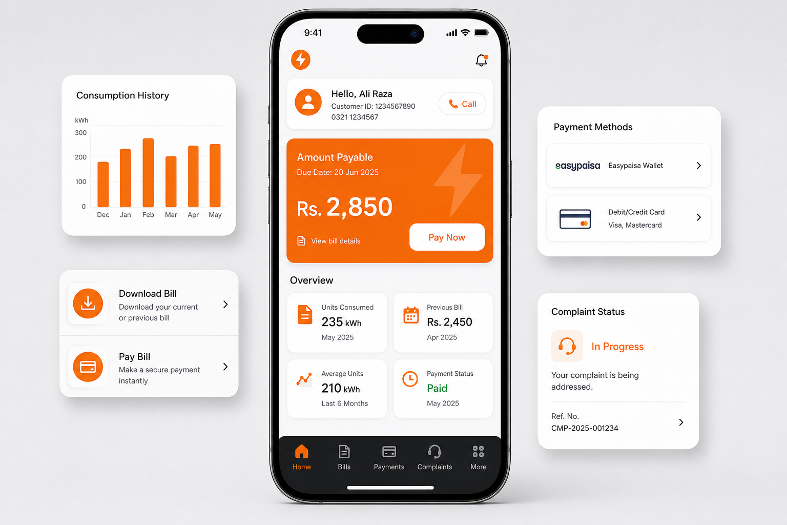 iOS utility billing app mockup